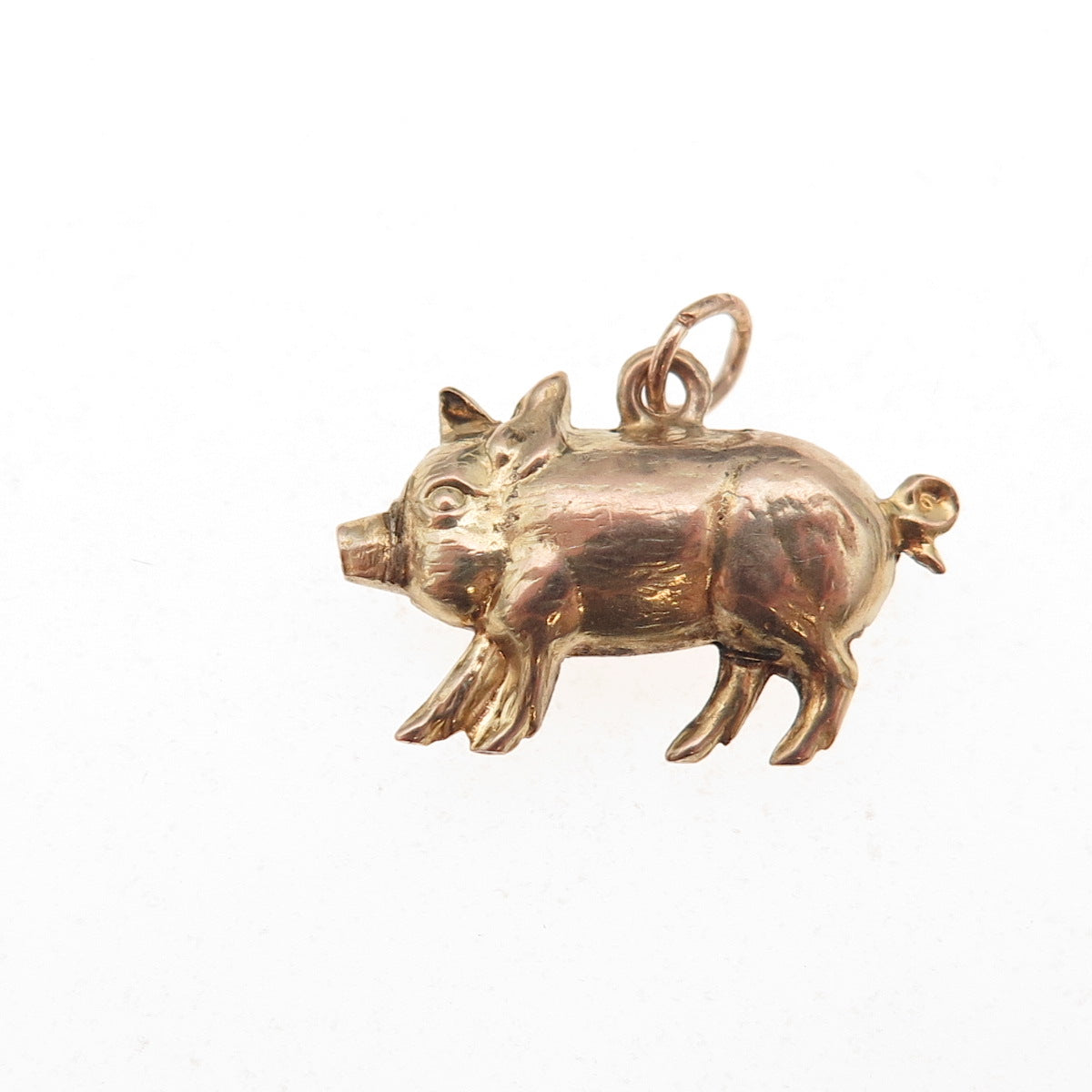 9K Gold Antique Victorian Luck Pig 3D Hollow Charm Pendant