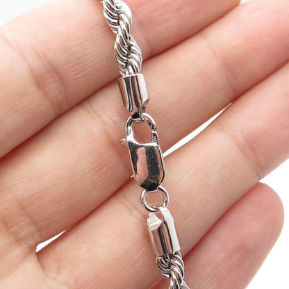 925 Sterling Silver Twisted Rope Chain Necklace 18"