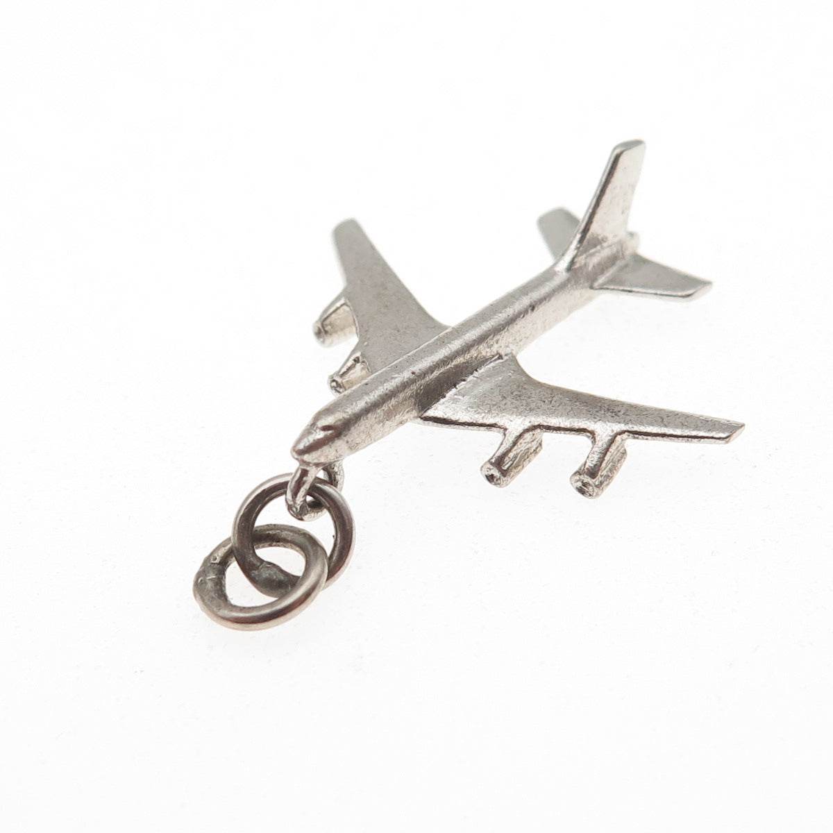 925 Sterling Silver Vintage Airplane 3D Charm Pendant