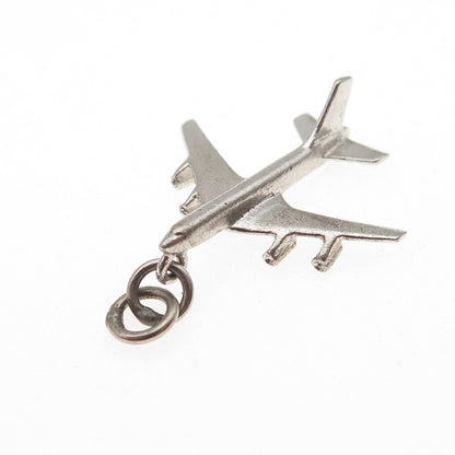 925 Sterling Silver Vintage Airplane 3D Charm Pendant