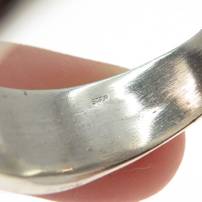 925 Sterling Silver Vintage Round-Cut C Z Sun Modernist Band Ring Size 14.75