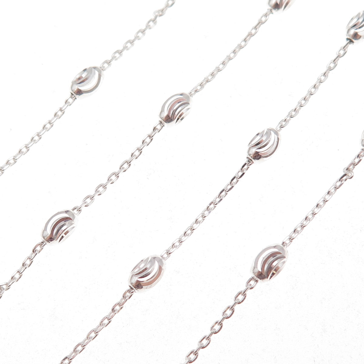 925 Sterling Silver Diamond-Cut Beads By The Yard Cable Chain Necklace 24"