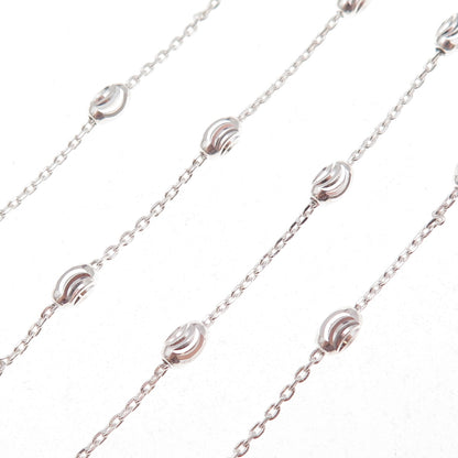 925 Sterling Silver Diamond-Cut Beads By The Yard Cable Chain Necklace 24"