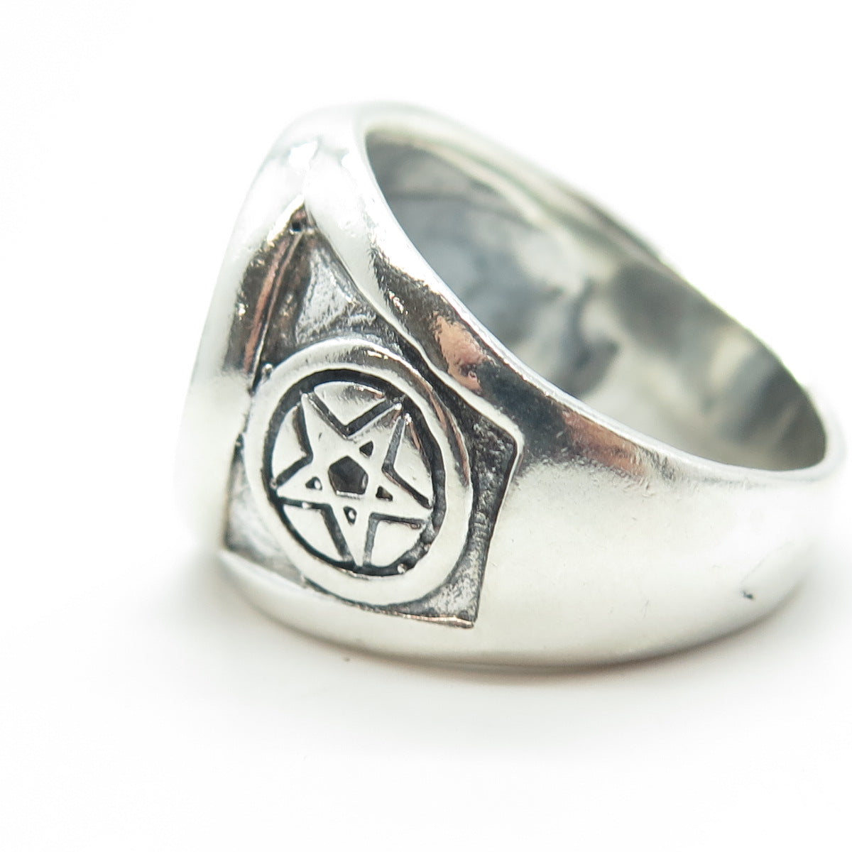 950 Silver Vintage Pentagram Star Ring Size 12.25