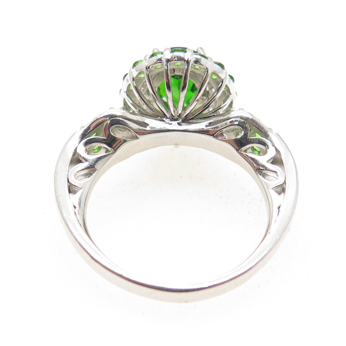 HAROLD TRUJILLO 925 Sterling Silver Real Peridot Gemstone & C Z Ring Size 8