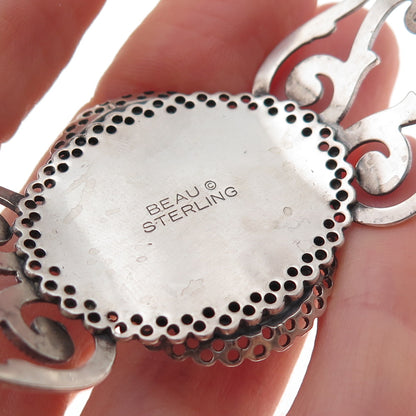 Beau 925 Sterling Silver Antique Art Deco Filigree Adjustable Bracelet 6.75"