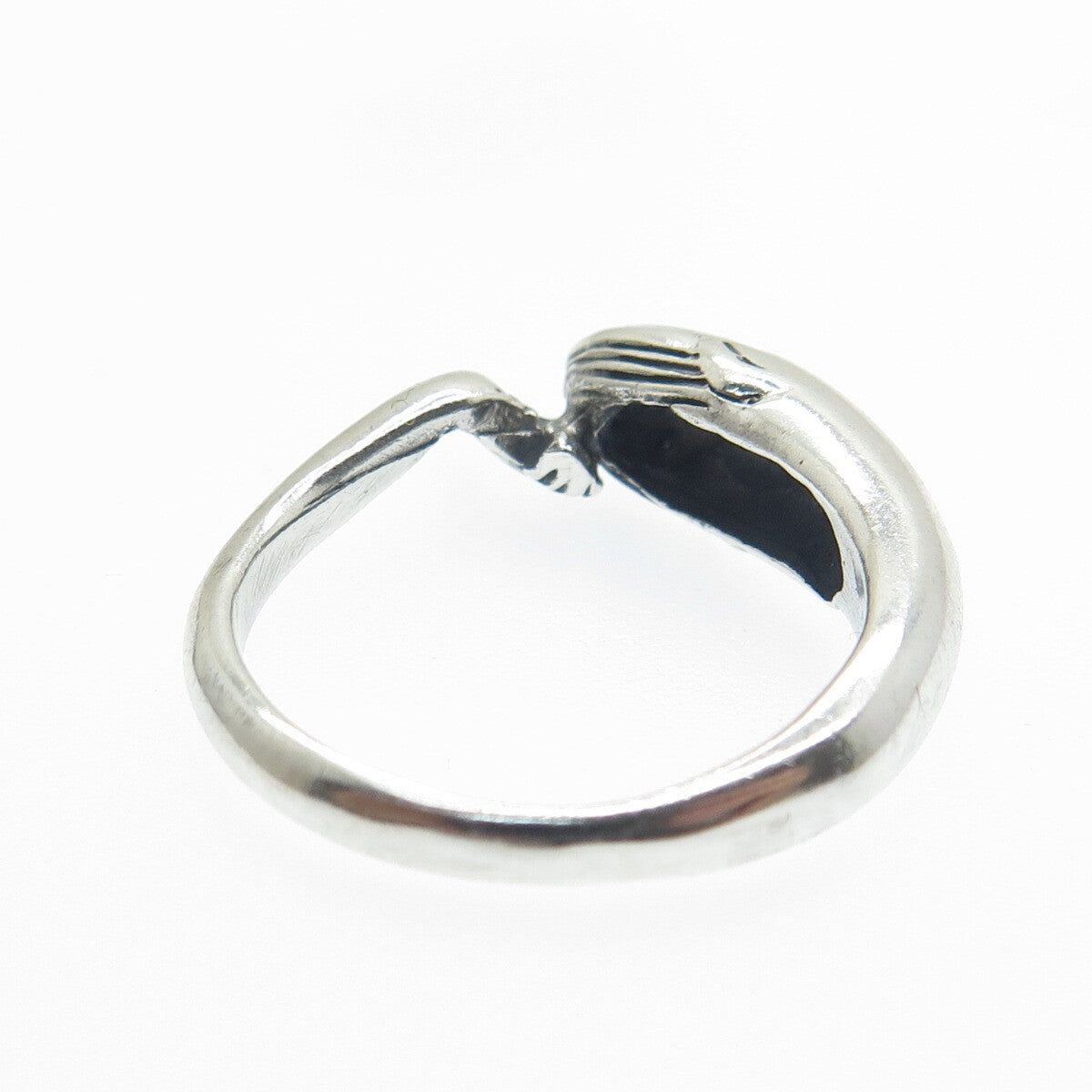 925 Sterling Silver Vintage Whale Oxidized Ring Size 8