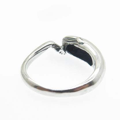 925 Sterling Silver Vintage Whale Oxidized Ring Size 8
