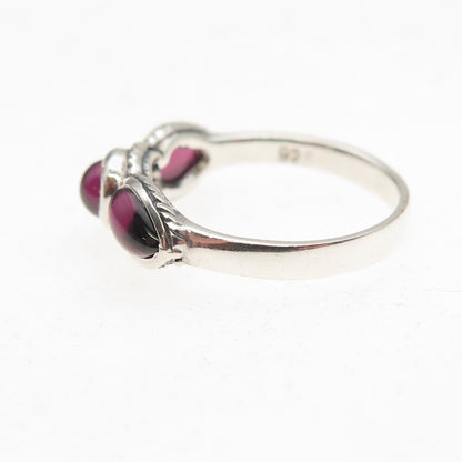 925 Sterling Silver Vintage Real Tourmaline Oxidized Ring Size 4.75