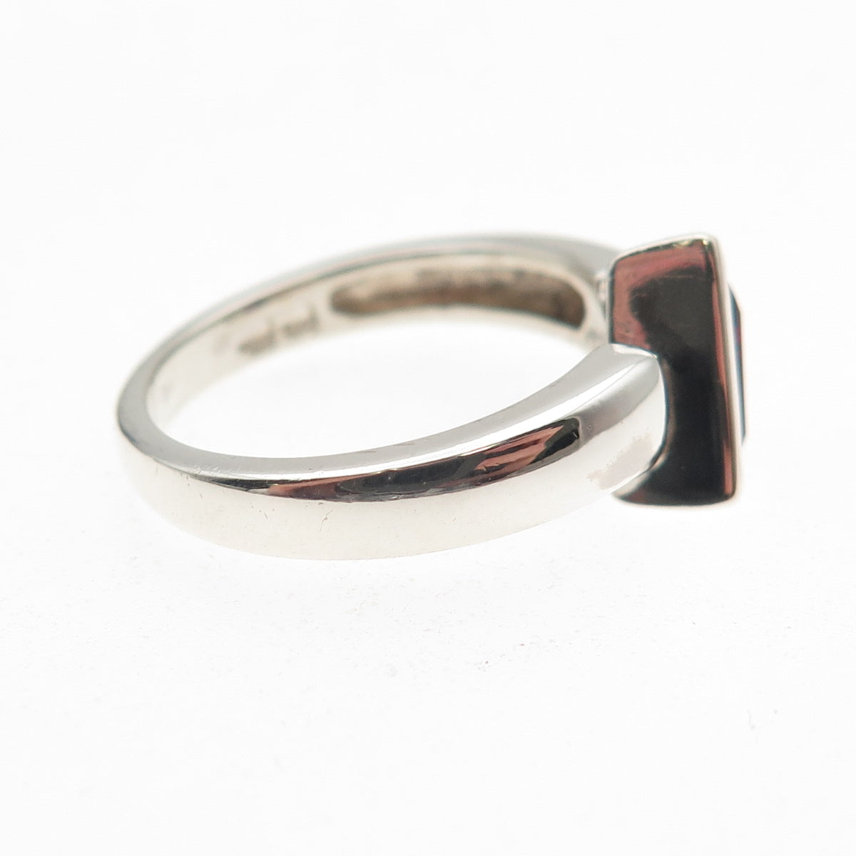 Folli Follie 925 Sterling Silver Vintage Real Triangle-Cut Garnet Ring Size 6.25