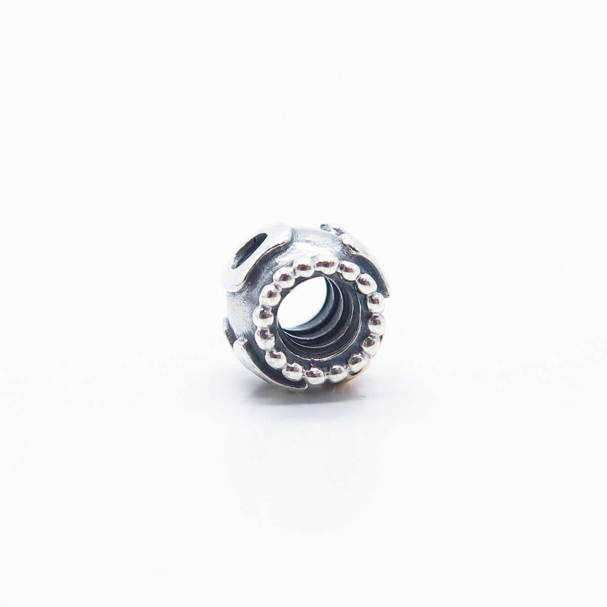 925 Sterling Silver / Gold Pandora Pink C Z "MOM" Bead Charm