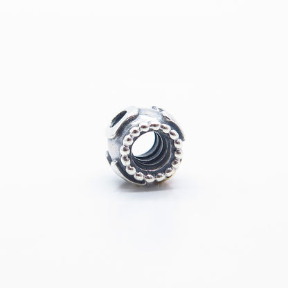 925 Sterling Silver / Gold Pandora Pink C Z "MOM" Bead Charm