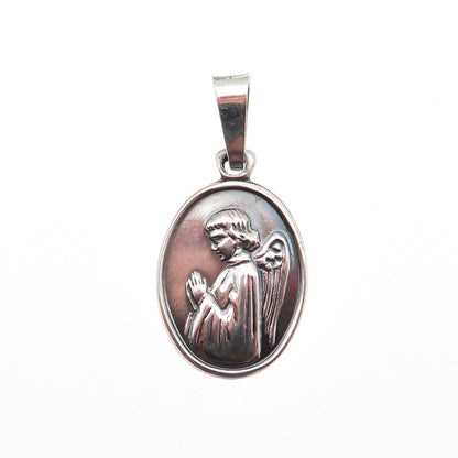 925 Sterling Silver Vintage Italy Archangel Gabriel Oxidized Charm Pendant