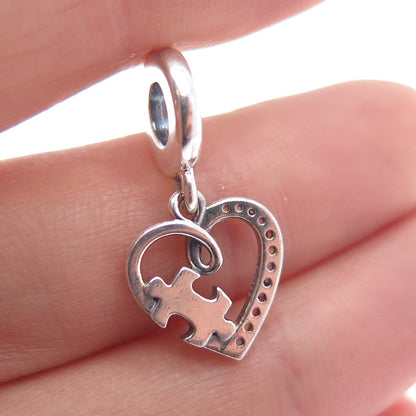 PANDORA 925 Sterling Silver C Z My Missing Piece Puzzle Heart Dangle Charm