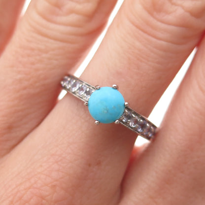 Chuck Clemency 925 Sterling Silver Real Turquoise & Iolite Ring Size 7