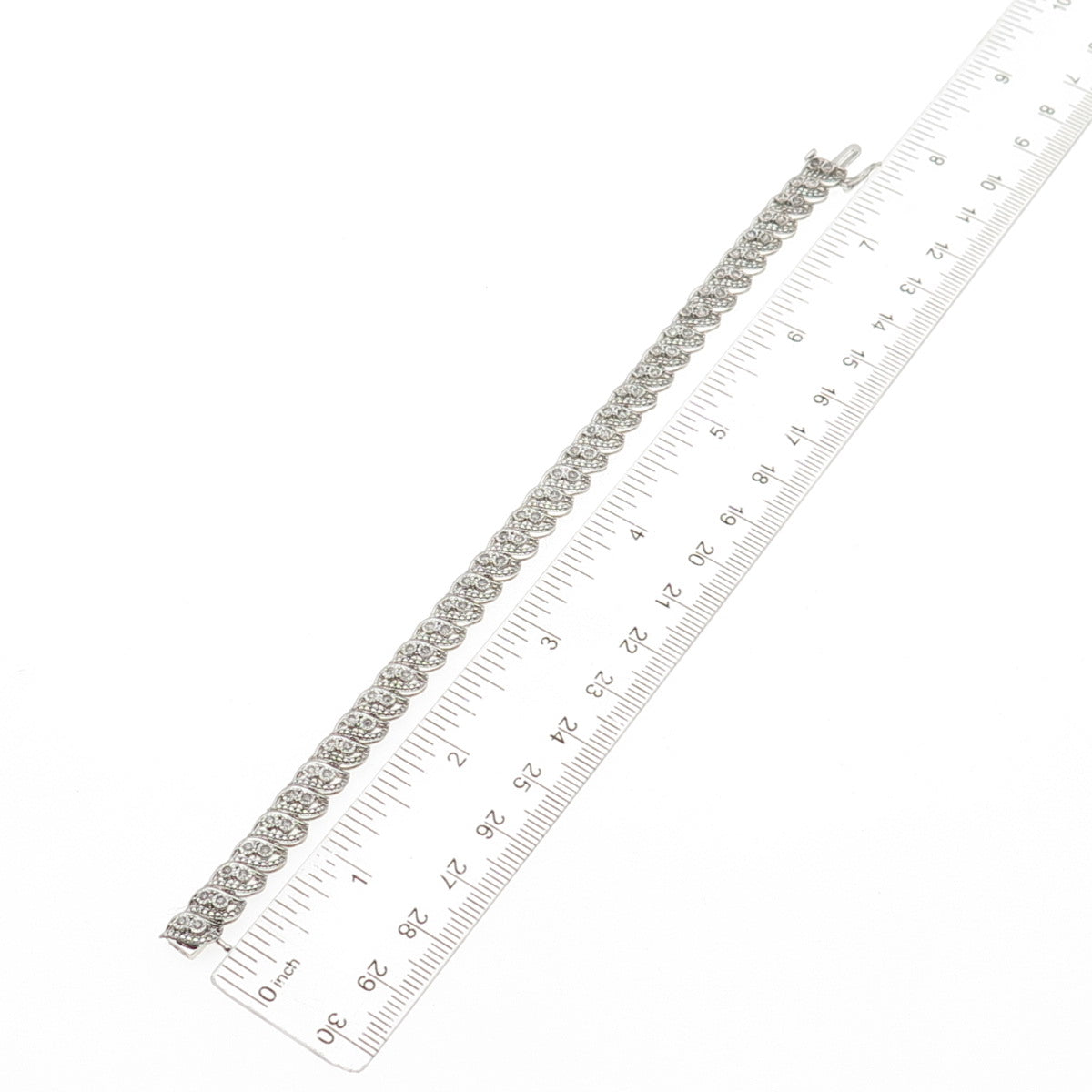 Jane Seymour 925 Sterling Silver Real Round-Cut Diamond Bracelet 7.25"