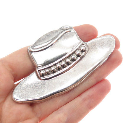 925 Sterling Silver Vintage Fedora Hat Pin Brooch