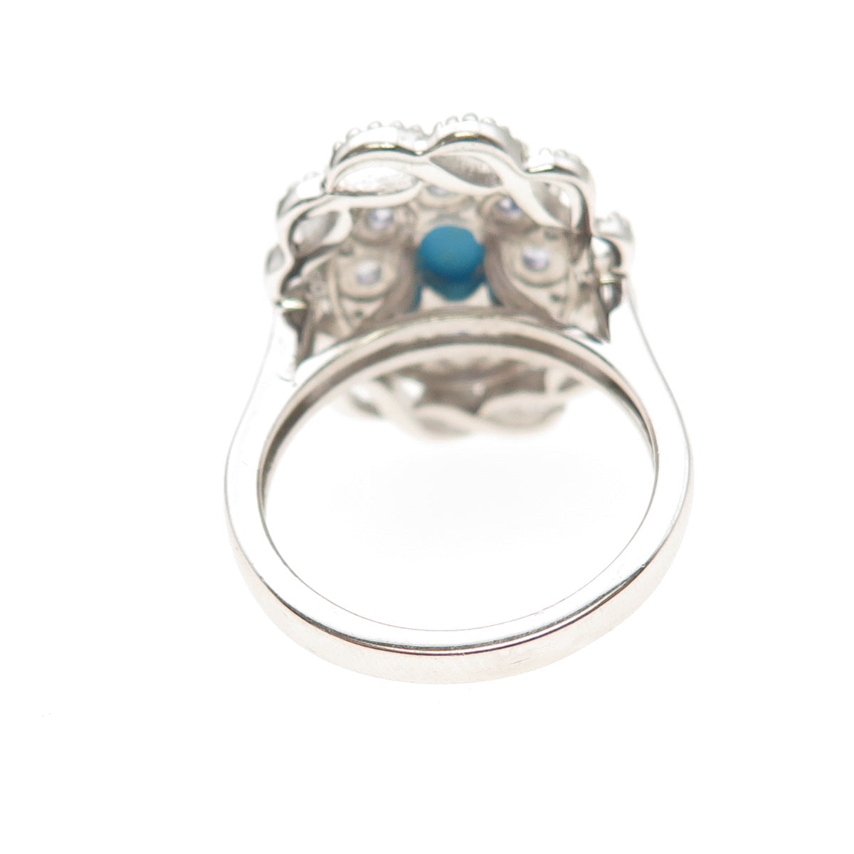 Chuck Clemency 925 Sterling Silver Real Turquoise & Tanzanite Floral Ring Size 6