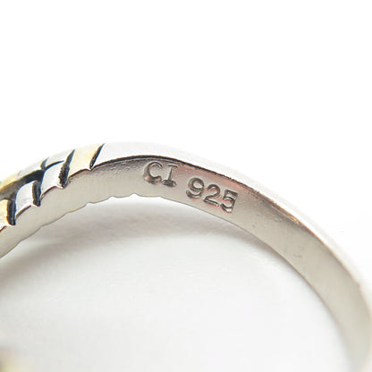 925 Sterling Silver Cushion-Cut Cognac C Z Bypass Ring Size 9