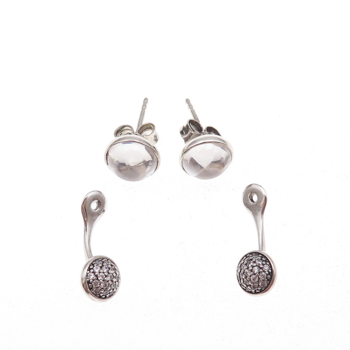 Pandora Sterling Silver C Z Dazzling Poetic Droplets Interchangeable Earrings