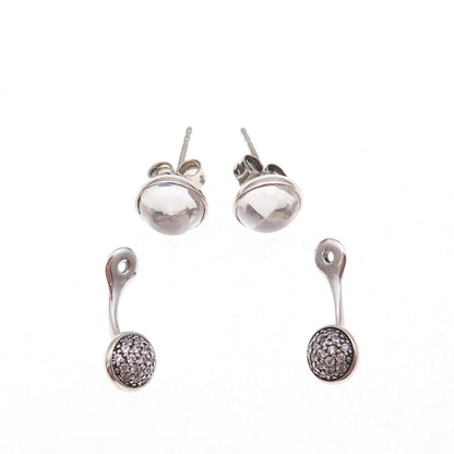Pandora Sterling Silver C Z Dazzling Poetic Droplets Interchangeable Earrings