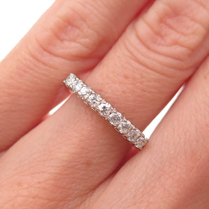 925 Sterling Silver Round-Cut C Z Half Eternity Ring Size 6.25