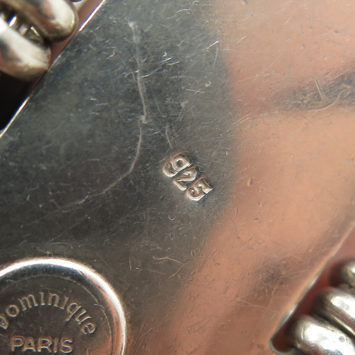 DOMINIQUE AURIENTIS PARIS Sterling Silver Vintage Wood Modernist Bracelet 7.25"