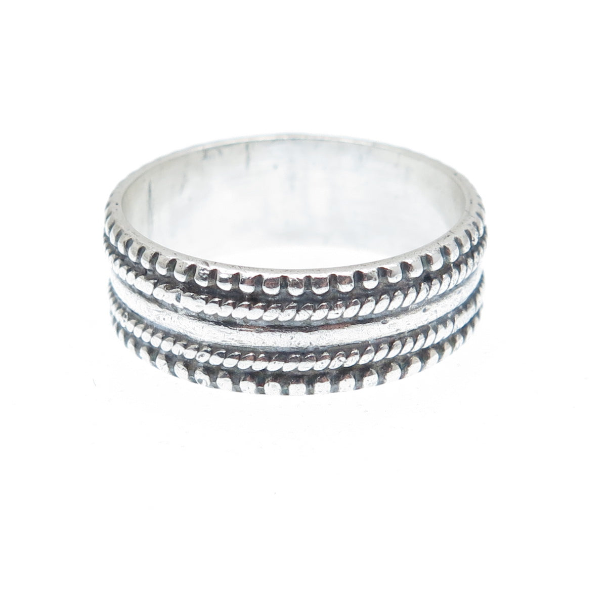 925 Sterling Silver Vintage Granulated Oxidized Band Ring Size 8.5
