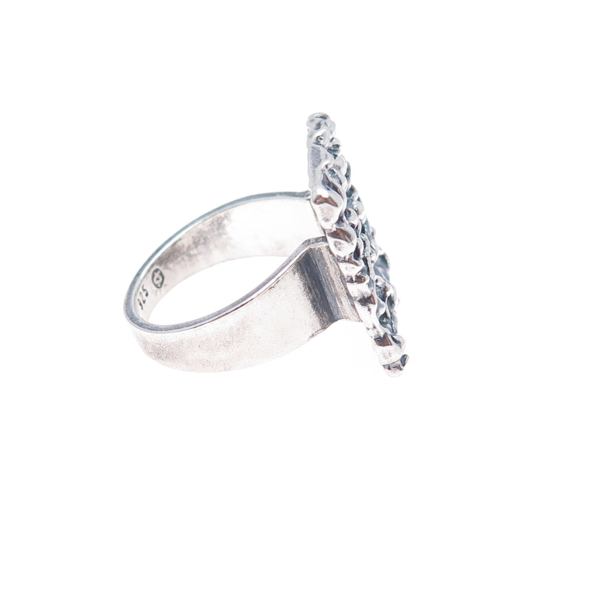 925 Sterling Silver Vintage Israel Modernist Oxidized Ring Size 5.75