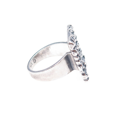 925 Sterling Silver Vintage Israel Modernist Oxidized Ring Size 5.75