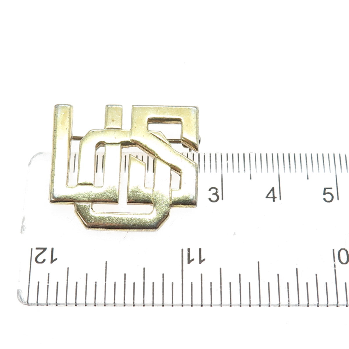 925 Sterling Silver Gold Plated Vintage USO United Service Organization Brooch