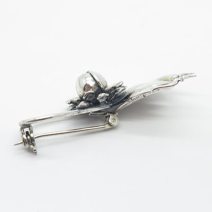 925 Sterling Silver Vintage Floral Leaf Pin Brooch