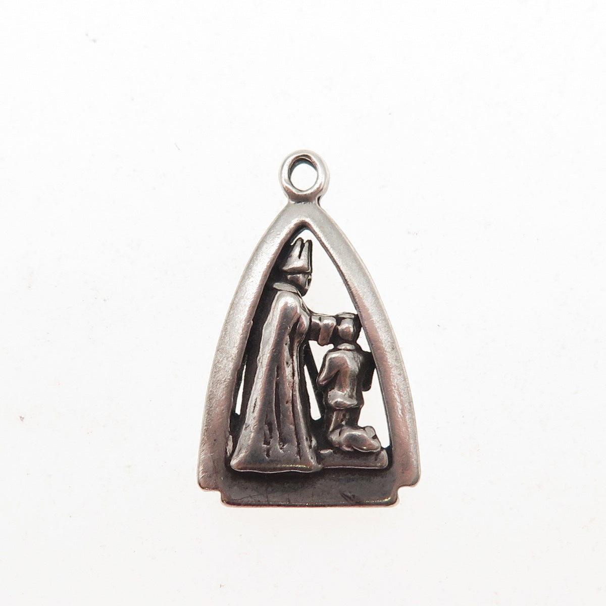 Sunwest 925 Sterling Silver Vintage Confirmation Oxidized Mini Charm Pendant