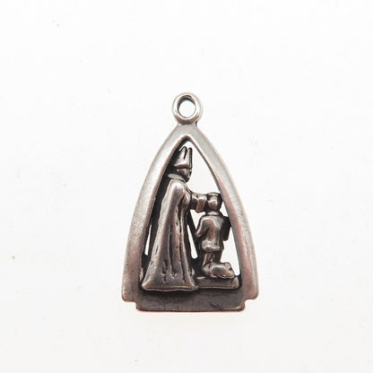 Sunwest 925 Sterling Silver Vintage Confirmation Oxidized Mini Charm Pendant