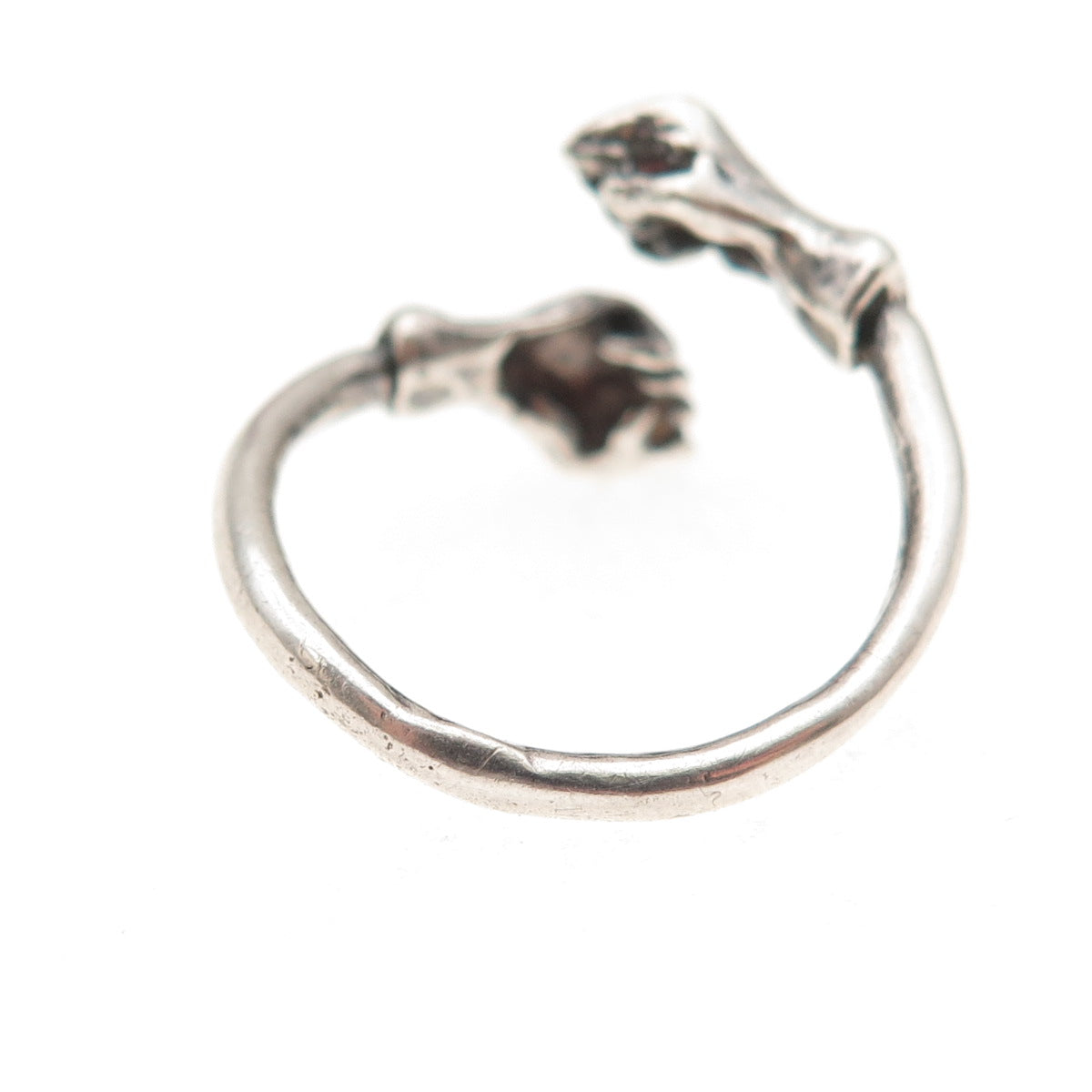 925 Sterling Silver Vintage Fighter Oxidized Adjustable Ring Size 7.25