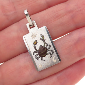 800 Silver Vintage Italy Cancer Zodiac Sign Charm Pendant