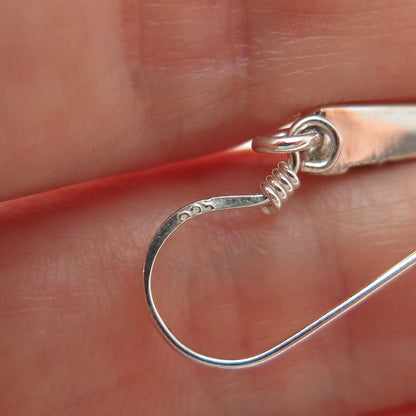 925 Sterling Silver Vintage Real MOP Modernist Axe Dangle Earrings