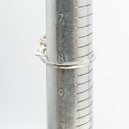 925 Sterling Silver White & Champagne-Color C Z Ring Size 8.25
