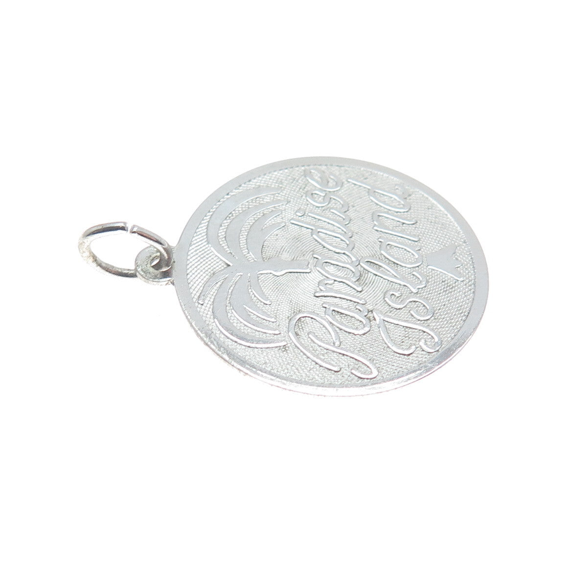 REMBRANDT RJL 925 Sterling Silver Vintage Paradise Island Round Charm Pendant