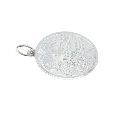 REMBRANDT RJL 925 Sterling Silver Vintage Paradise Island Round Charm Pendant