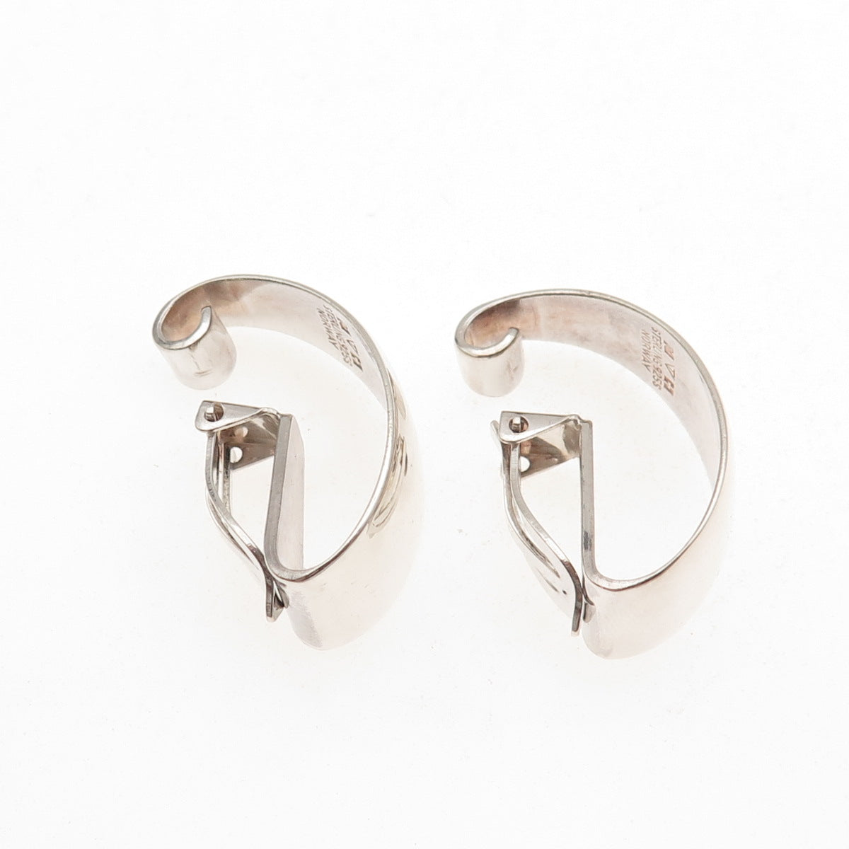 Tone Vigeland 925S Sterling Silver Vintage Norway Modernist Clip On Earrings
