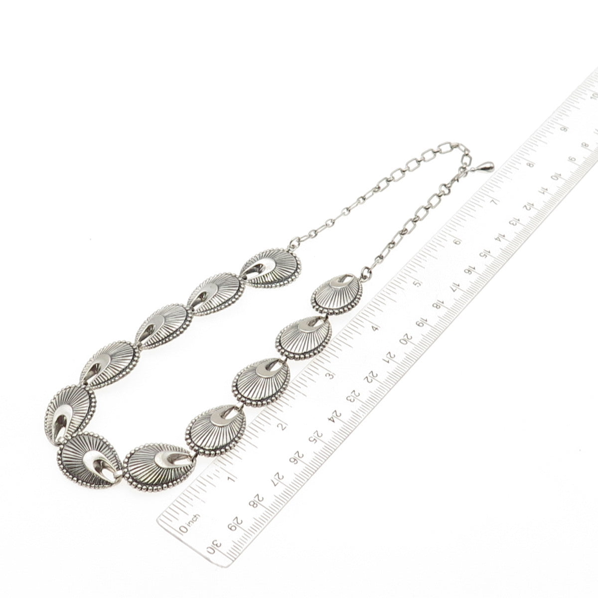 DANECRAFT 925 Sterling Silver Antique Art Deco Seashell Chain Necklace 14-16"