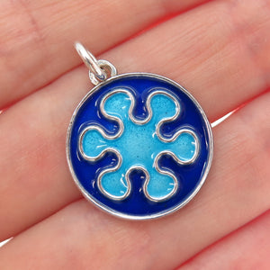 925 Sterling Silver Vintage Enamel Splash Flower Charm Pendant