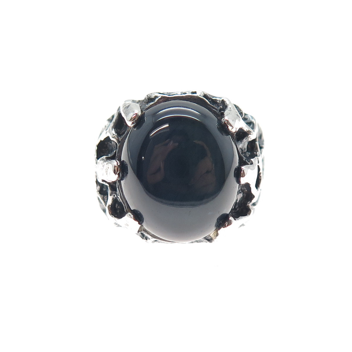 925 Sterling Silver Vintage Real Star Sapphire Modernist Oxidized Ring Size 9.5