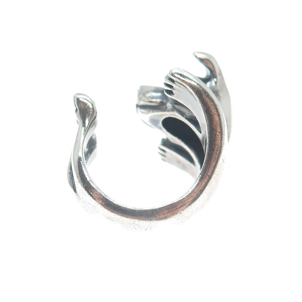 NOVE25 Sterling Silver Vintage Jack Russell Terrier Adjustable Hug Ring Size 6