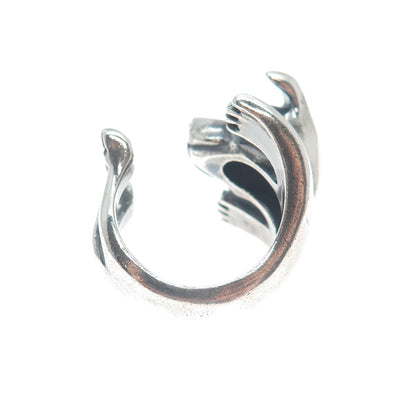NOVE25 Sterling Silver Vintage Jack Russell Terrier Adjustable Hug Ring Size 6