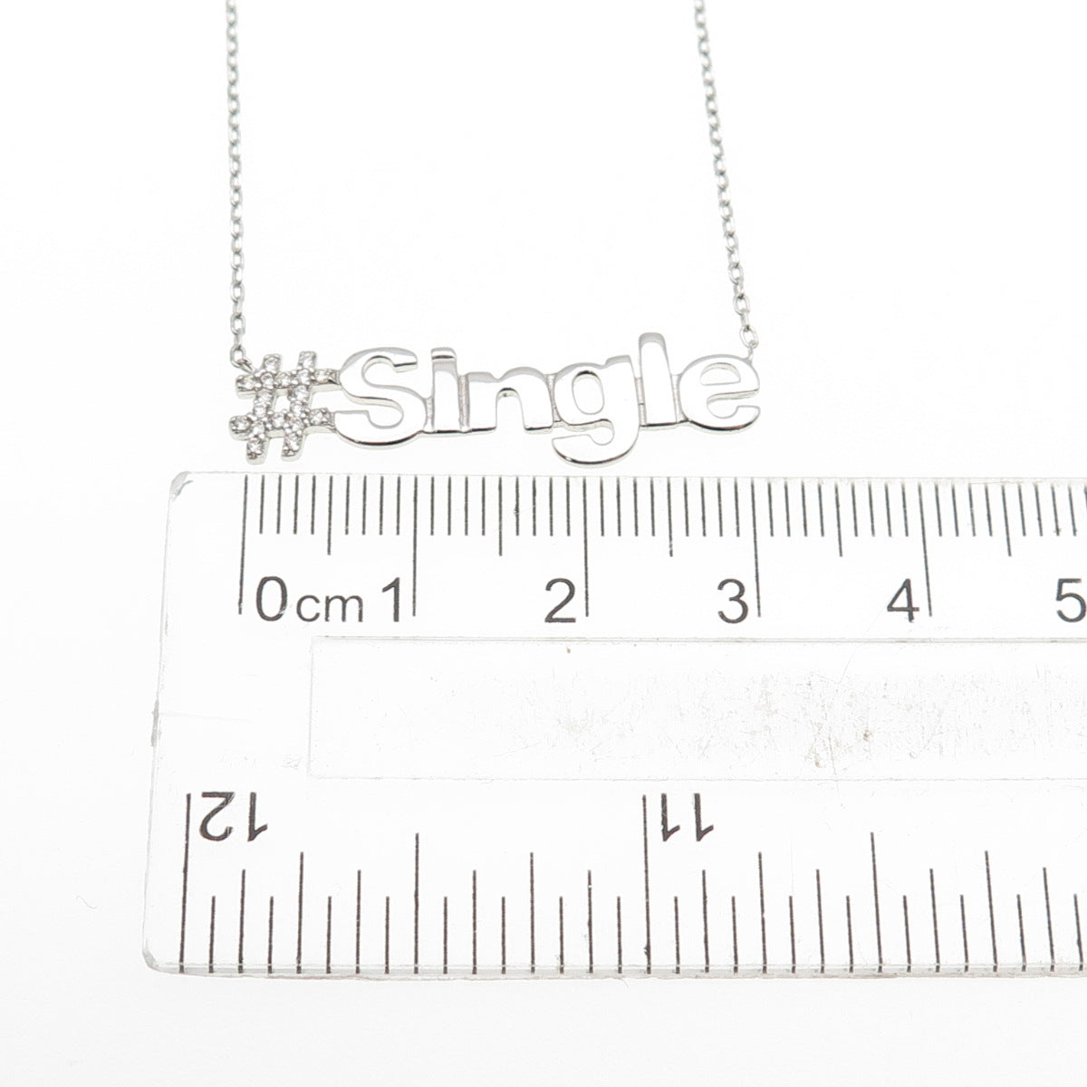 925 Sterling Silver Round-Cut C Z #Smile Cable Chain Necklace 16-18"