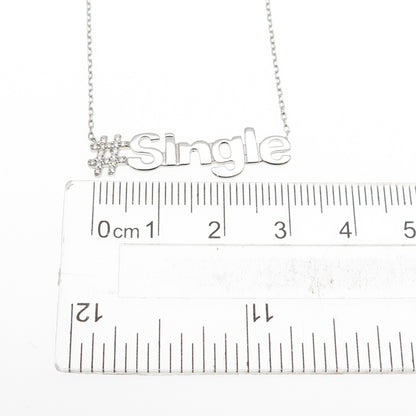 925 Sterling Silver Round-Cut C Z #Smile Cable Chain Necklace 16-18"