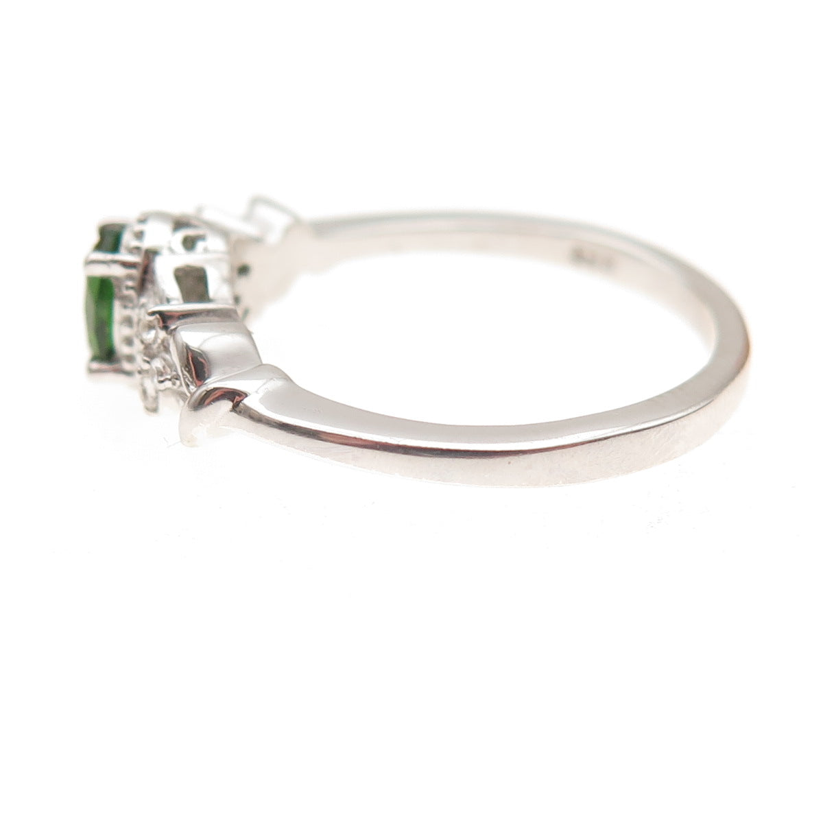 Chuck Clemency 925 Sterling Real Peridot & White Topaz Floral Ring Size 8.25