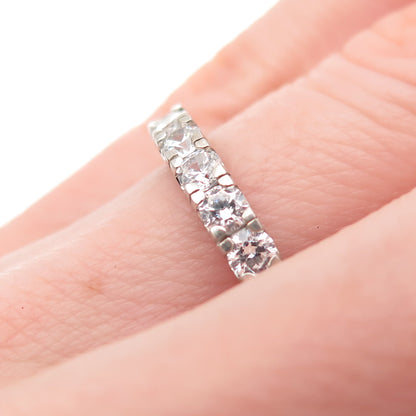 925 Sterling Silver Round-Cut C Z Half Eternity Band Ring Size 6